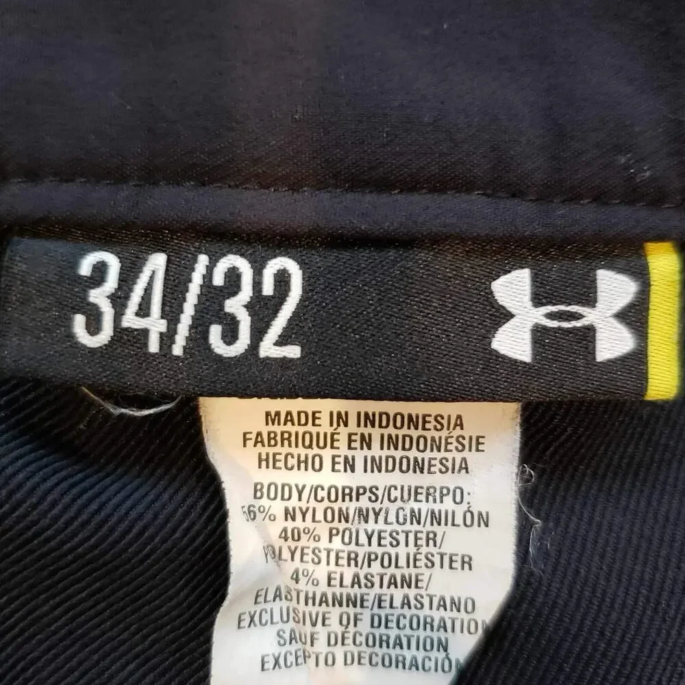 Under Armour Pants UA Mens Golf Size 34X32 Black Flat Front Straight Leg